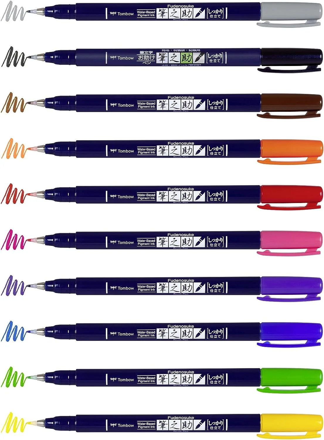 Estuche de 10 colores de rotuladores lettering Tombow fudenosuke