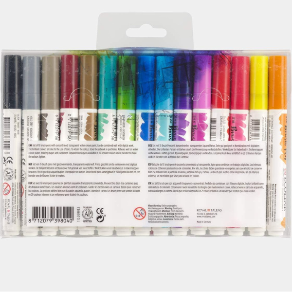 Parte posterior del estuche de rotuladores Ecoline Brush Pen