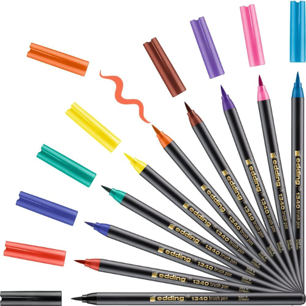 Gama de 10 colores de Edding punta pincel 1340 brush pen